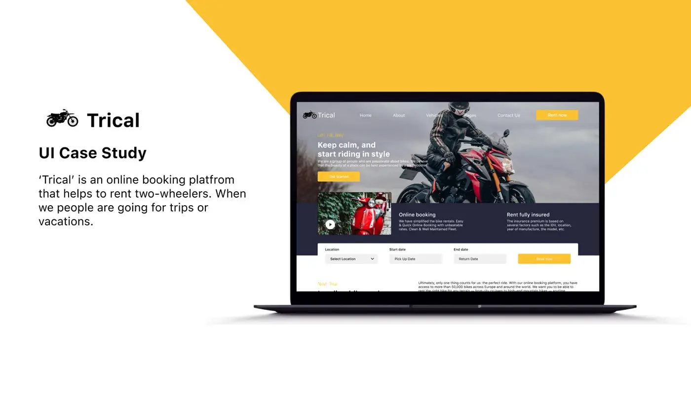 Trical bike rental website UI case study by Kontham SivaKrishna