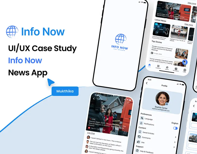 INFO NOW news app case study by Pandiri Mukthika